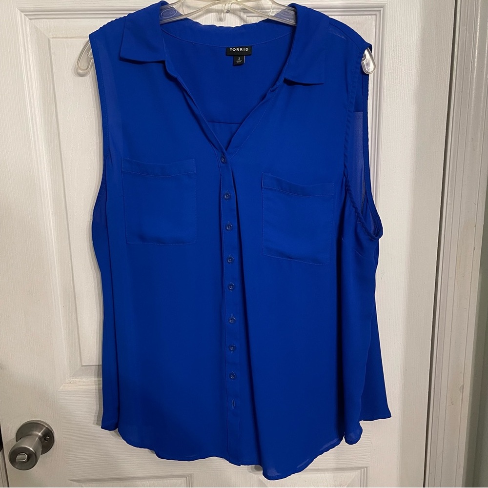 Torrid Royal Blue Button-Down Blouse